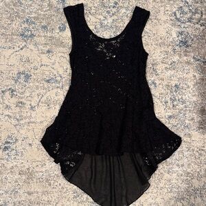 Black Lace Tank Top High Low Low Back